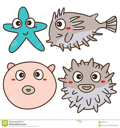 Balloonfish cute stock vector. Illustration of animated - 60624211