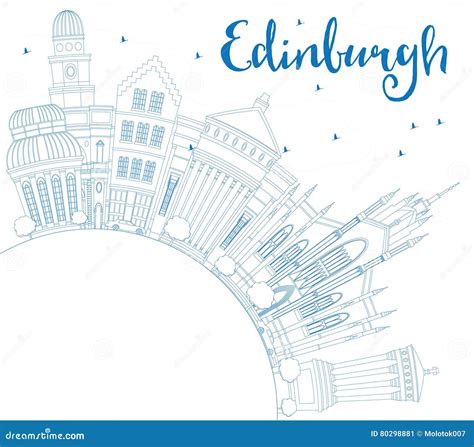 Edinburgh Skyline, Monochrome Silhouette. Cartoon Vector | CartoonDealer.com #156864185