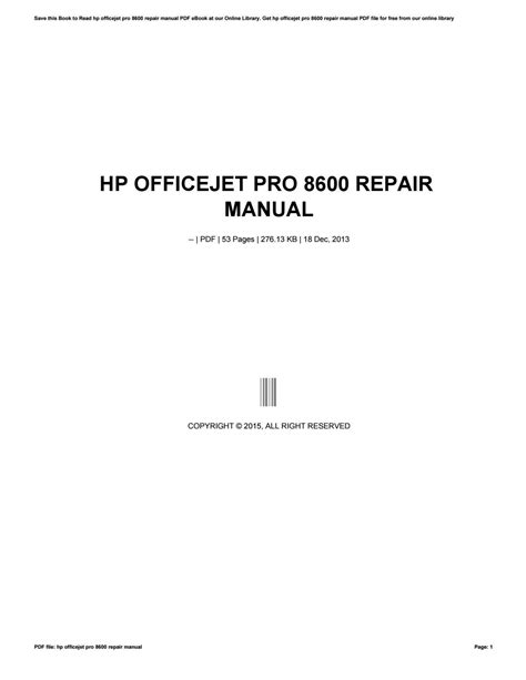 Hp officejet pro 8600 repair manual by v460 - Issuu