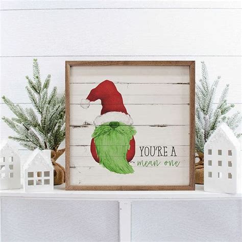 Gnome You're A Mean One Grinch Whitewash Wall Decor | Antique Farmhouse