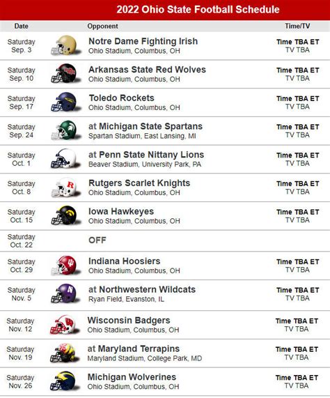 Printable Ohio State University Football Schedule 2022 - Printable Schedule