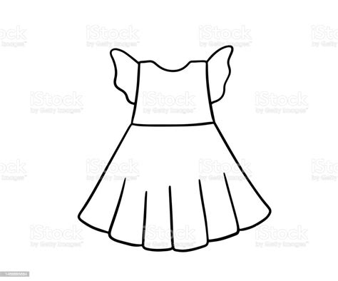 Infant Cute Dress Doodle Outline Sketch Baby Girl Clothes Isolated On White Stock Illustration ...