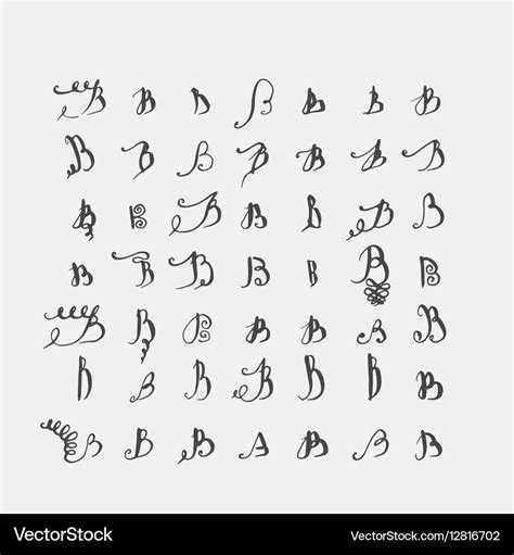 Set of calligraphic letters b handwritten Vector Image