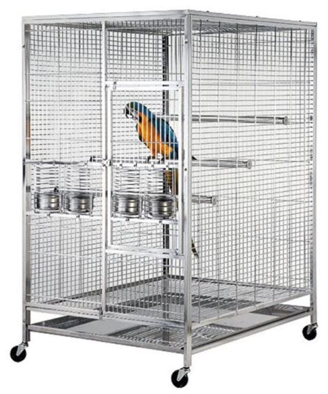 Large 304 Stainless Steel Parrot Macaw Bird Cage W/ Perch Indoor ...