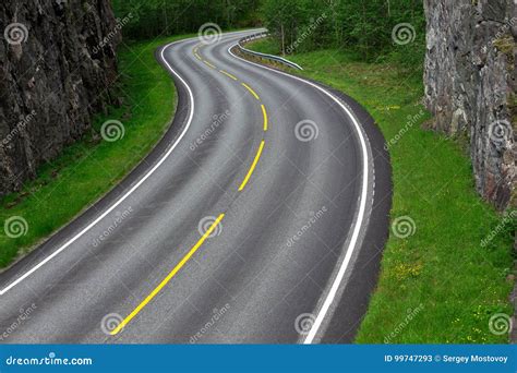 Windy road stock image. Image of transportation, forest - 99747293