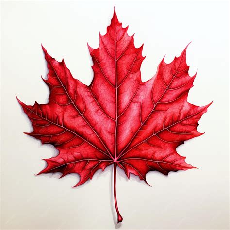 Premium AI Image | Red maple leaf pencil drawing on white paper