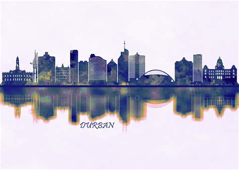 Durban Skyline Painting by NextWay Art - Fine Art America