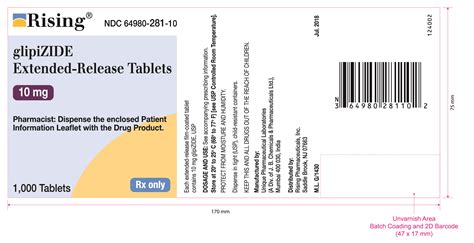 NDC Package 64980-281-01 Glipizide Tablet, Film Coated, Extended Release Oral