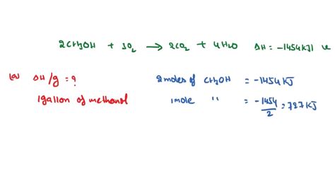 SOLVED: This is the comubstion of methanol: 2CH3OH(l)+3O2(g)?2CO2(g)+4H2O(g) a. Calculate delta ...