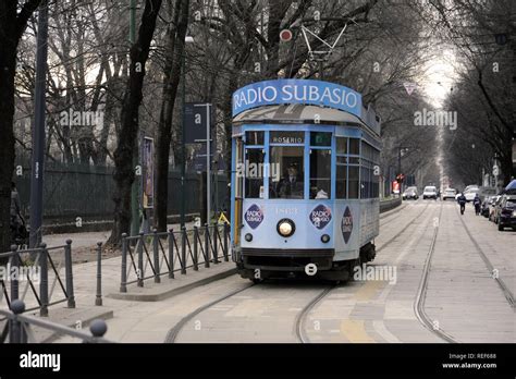 Milan (Italy), advertising tram car Stock Photo - Alamy