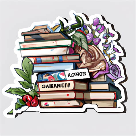 Sticker Art Sticker Cute Shabby Pile of Books Illustration · Creative Fabrica