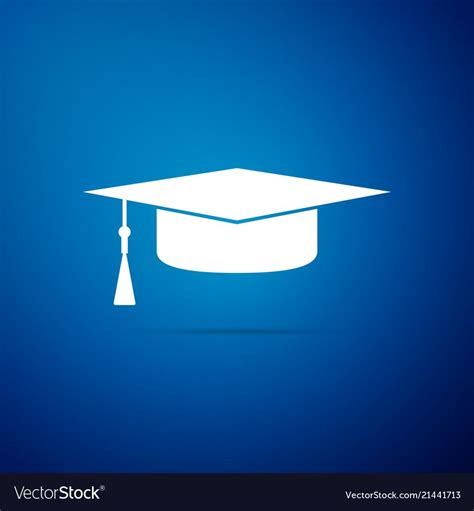 Graduation cap icon isolated on blue background. Graduation hat with ...