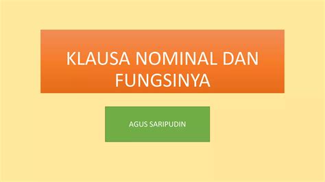 Klausa nominal dan fungsinya | PPT | Free Download