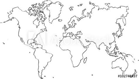 Freehand world map sketch on white background. | World map outline ...