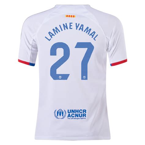 Nike Youth Barcelona Lamine Yamal Away Jersey 23/24 (White/Royal Blue ...