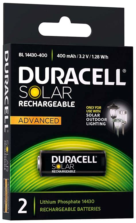 DURACELL SOLAR LITHIUM BATTERY 400mAh 3.2V (x2) - VJ Salomone Marketing