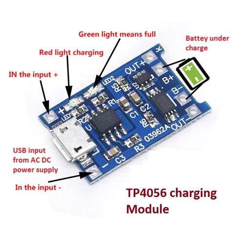 TP4056 li-ion 3.7v battery 18650 Charging Module Detail, Pinout and ...