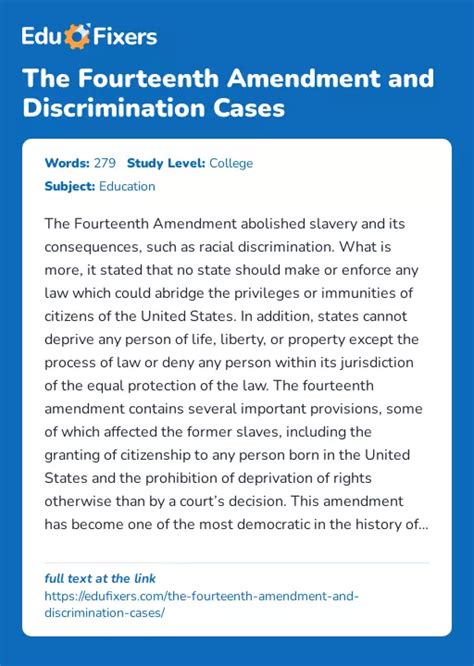 The Fourteenth Amendment and Discrimination Cases