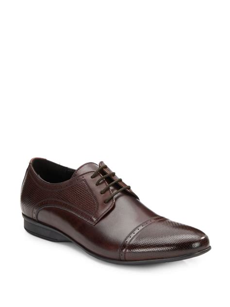 Saks Fifth Avenue Serge Leather Derby Shoes in Brown for Men | Lyst