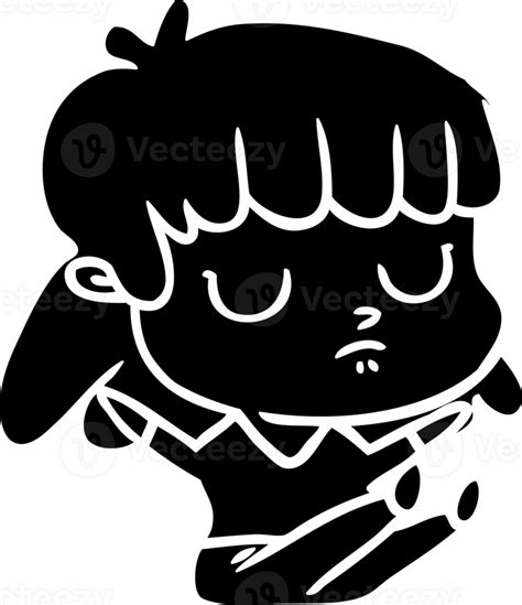 cartoon indifferent woman sitting solid black icon 41046691 PNG