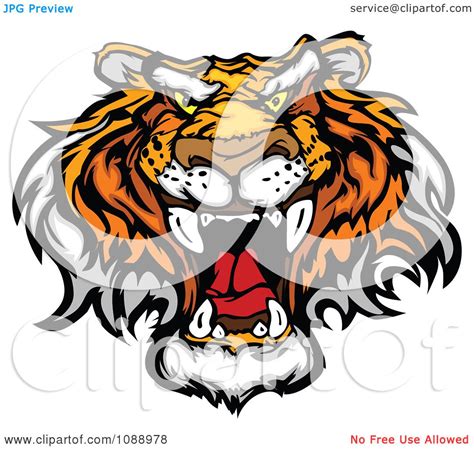 Clipart Mad Tiger Mascot Face - Royalty Free Vector Illustration by ...