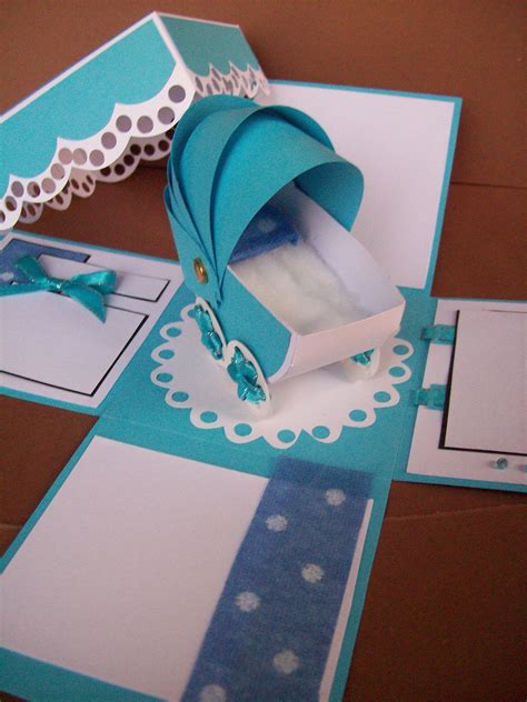 Exploding Invitation box bLue stroller for baby boy! Box Invitations ...