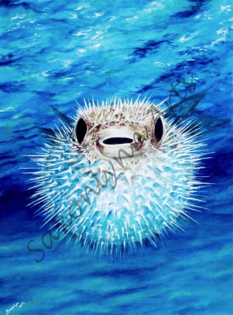 Items similar to Original Puffer Fish Painting - Ltd Edition Print 8 x 10" on Etsy