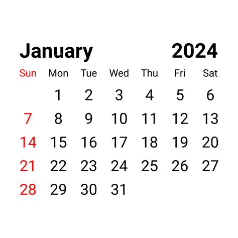 Calendar January 2024 Vector January 2024 Calendar Monthly Calendar | Images and Photos finder