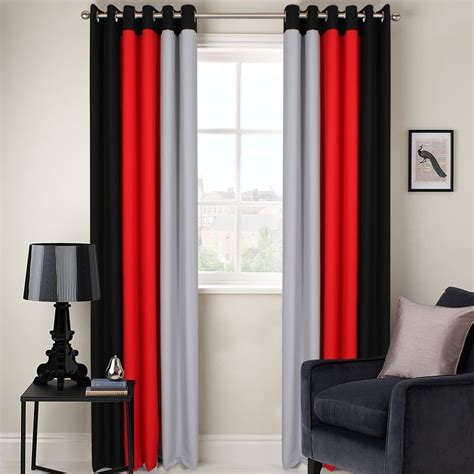 RING TOP FULLY LINED 3 TONE 160GSM READY MADE PAIR OF EYELET CURTAINS FREE P&P!! | eBay | Red ...