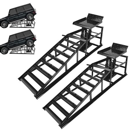 Buy 2 Pack Hydraulic Car Ramps 5T 10000lbs Low Profile Car Lift Service Ramps Truck Trailer ...