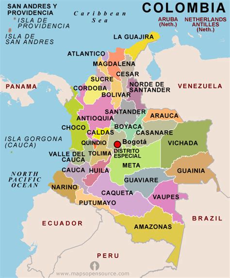 Colombia Country Profile | Free Maps of Colombia | Open Source Maps of Colombia | Facts about ...