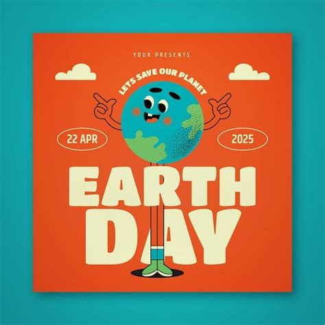 Premium Vector | Cute cartoon character earth day instagram post in ...