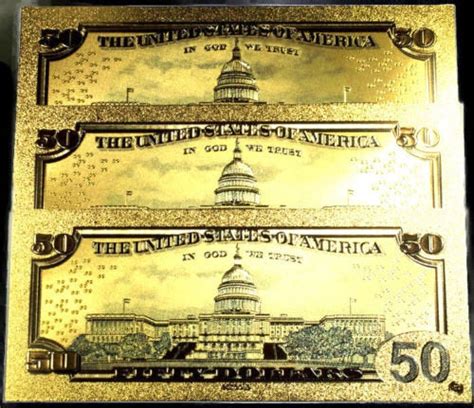 99.9% 24K gold 50 dollar bill US banknote in protective sleeve free sh – Liquidbullion