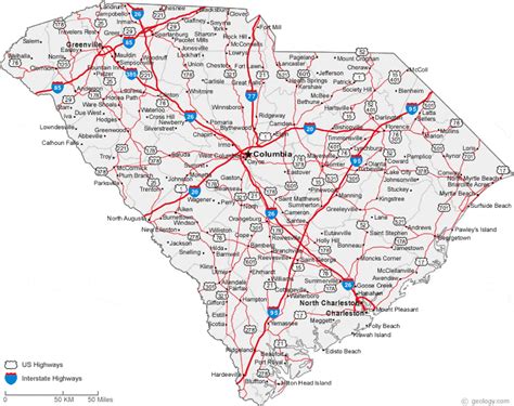 Map of South Carolina Cities - South Carolina Road Map