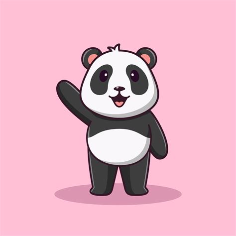 Cartoon Cute Little Panda Waving Hand Stock Vector Im - vrogue.co
