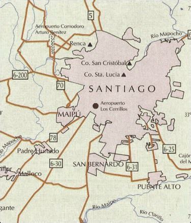 Map of Santiago, Chile - Free Printable Maps