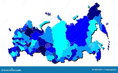 Russia Map Outline in Shades of Blue Stock Illustration - Illustration of isolated, europe: 95313971