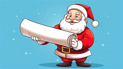 Outlined Santa Claus Cartoon Character Checking His Paper Scroll List ...