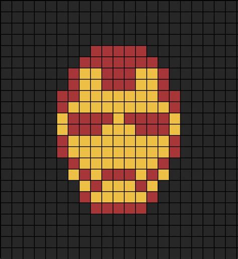 A pixel art template of Iron Man's face, the logo. Fuse Beads, Perler Beads, Iron Man Face, Easy ...