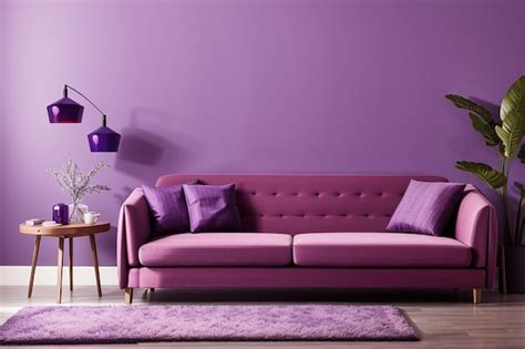 Premium AI Image | Sofa in purple living room with copy space