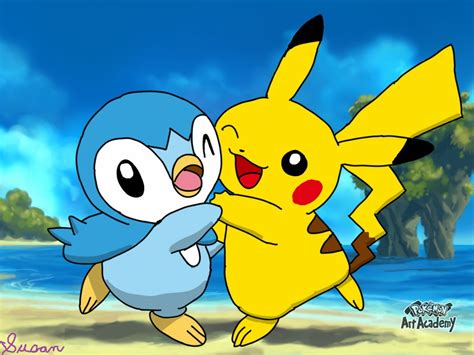 Pokemon Art Academy- Piplup and Pikachu by SusanLucarioFan16 on DeviantArt