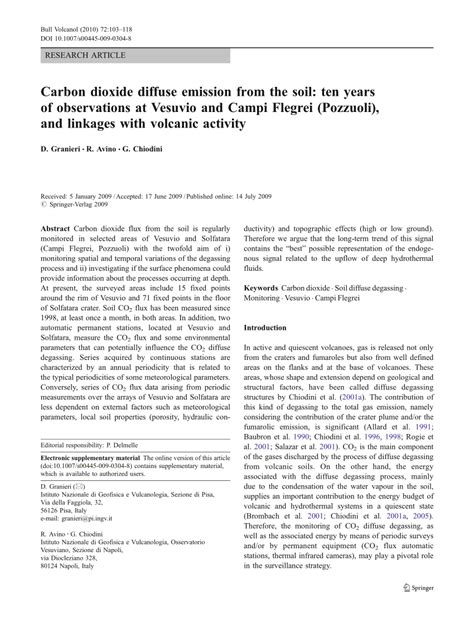 (PDF) Carbon dioxide diffuse emission from the soil: Ten years of ...