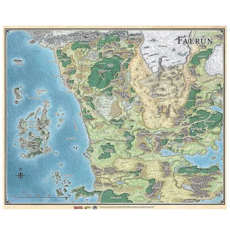 D&D: Faerûn Map - 23" x 28" - GF9's Official Dungeons & Dragons Sword Coast Tapletop Map ...