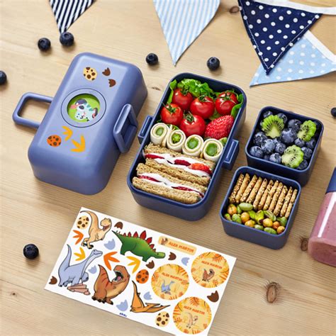 Blaue Brotdose für Kinder Monbento Personalisierbare - Stikets