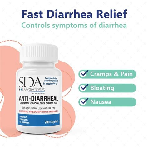 Anti-Diarrheal 2MG 200 Caplets by SDA LABS Fast Shipping Made in US ...