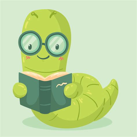 Cute Bookworm Vector 268447 Vector Art at Vecteezy