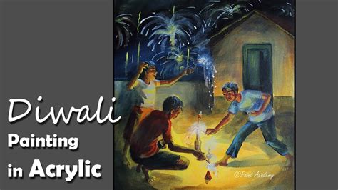 Acrylic Painting : A Composition on Diwali(Festival of Lights) | step by step - YouTube