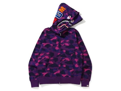 SASOM | เสื้อผ้า BAPE Color Camo Shark Wide Full Zip Double Hoodie ...