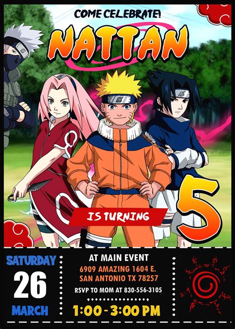 Naruto Birthday Invitation NARUTO BIRTHDAY INVITATION Delight your guests with this Fantastic ...