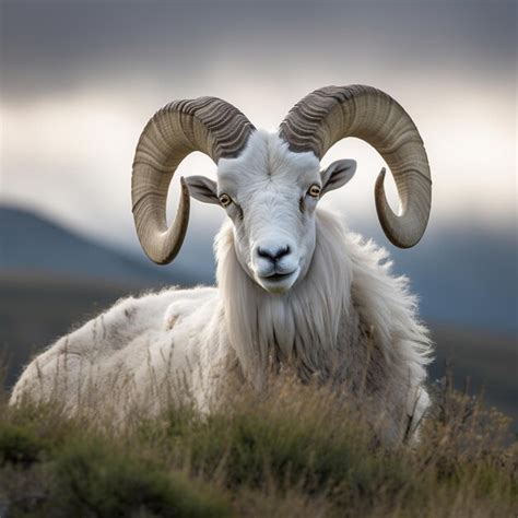 Premium Photo | Nice big horns wala white sheep images Generative AI